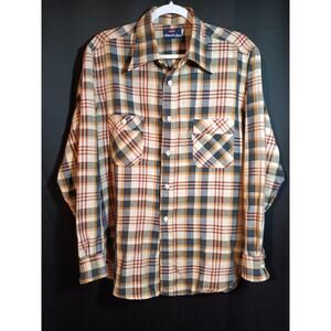 Levi’s Movin’ On Vintage Plaid Button-Up Shirt Large Yellow Autumn Tones 70s/80s